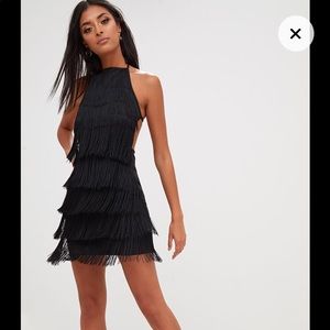 White Tasser halter neck bodycon dress